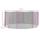 Rete di Protezione per Trampolini a 8 Pali con Ingresso con Cerniera Ø366x180 cm in PE Nero e Rosa