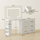 Consolle Trucco con Specchio 118x78x135 cm con Specchio e Luci LED Regolabili in MDF Bianco  