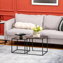 Set da 2 Tavolini da Caffè Impilabili Quadrati per  Soggiorno in Acciaio Nero      