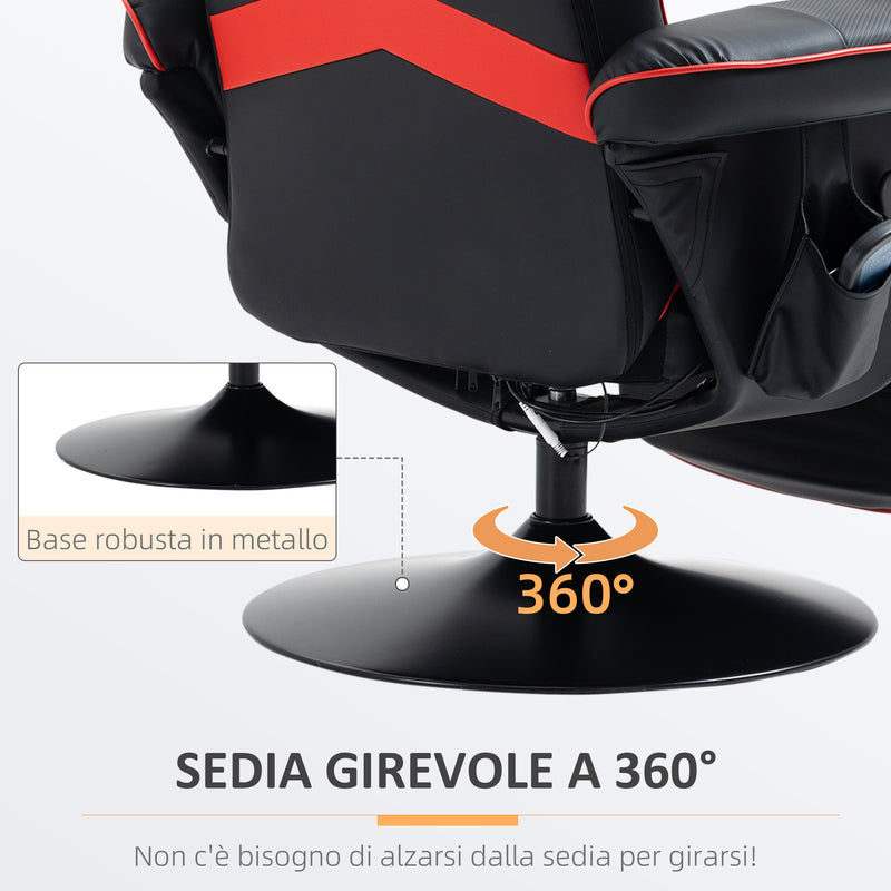 Sedia da Gaming Massaggiante con Poggiapiedi e Cuscino 79,5x82,5x111,5 cm in Pelle PU Nero   