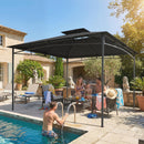 Gazebo da Giardino 300x300x285 cm con Doppio Tetto in Poliestere e Metallo Grigio Scuro      