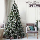 Albero di Natale Innevato Marilleva 240 cm 1388 Rami Super Folto con Pigne in PVC Verde      