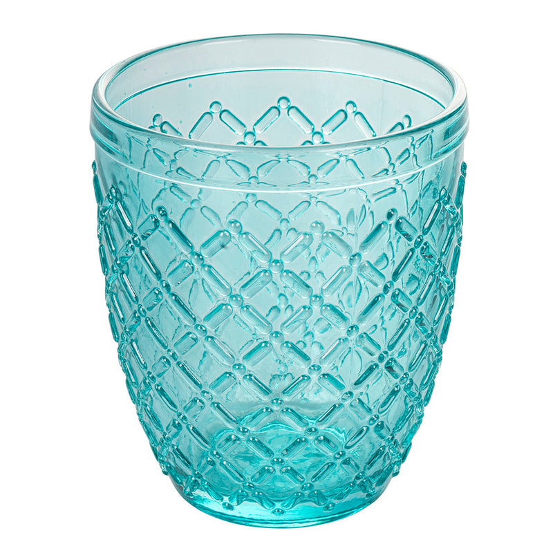 Set 6 Bicchieri Acqua Castle Ocean in Vetro VdE Tivoli 1996 Blu