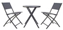 Set Tavolino e 2 Sedie Pieghevoli da Giardino in Acciaio e Textilene Grigio Scuro