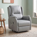 Poltrona Alzapersona Reclinabile 76x89x103 cm con Doppio Motore in Similpelle Grigio Chiaro      