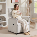 Poltrona Reclinabile Elettrica con Telecomando 80x83x104 cm in Tessuto Effetto Velluto Crema   