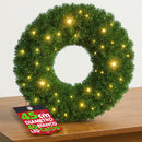 Corona Ghirlanda Natalizia Ø45 cm con 40 LED Bianco Caldo in PVC Verde      