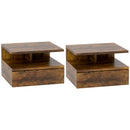 Set 2 Comodini Sospesi per Camera da Letto 35x32x22,5 cm con Cassetto in Legno Marrone  