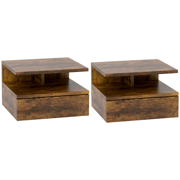 Set 2 Comodini Sospesi per Camera da Letto 35x32x22,5 cm con Cassetto in Legno Marrone sconto