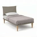 Letto Singolo con Rete Rivestita Similpelle Cappuccino Tessis Testata Soft Varie Misure