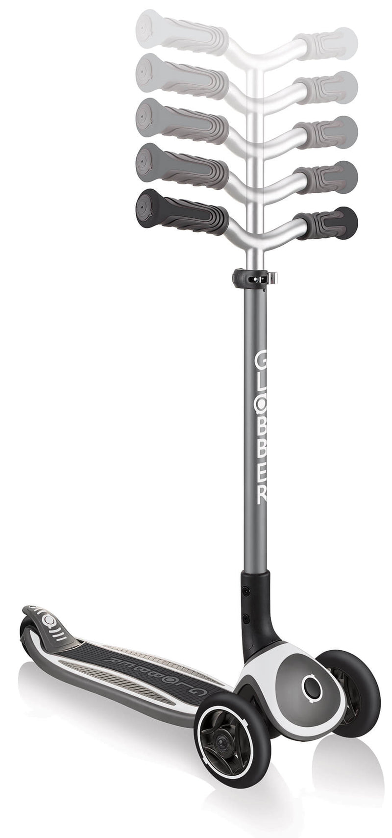 Monopattino 3 Ruote Pieghevole 5 Altezze Max 50 Kg Globber Master Grigio e Bianco