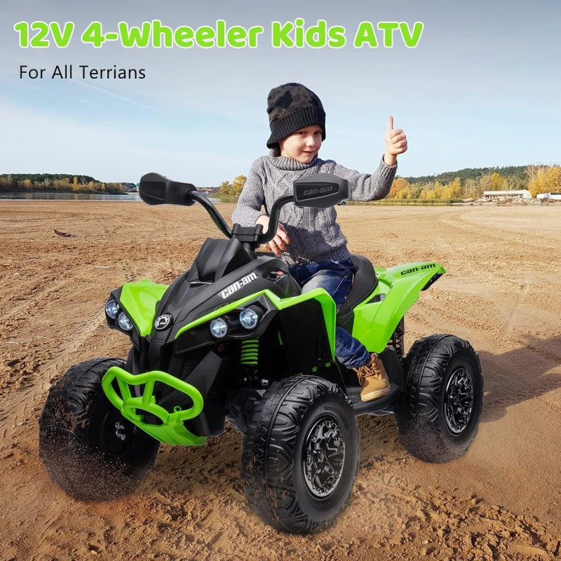 Quad Elettrico per Bambini Licenza Can-Am Renegade 12V ATV Telecomando e Ammortizzatori Verde  