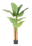 Set 2 Piante Artificiali di Banano 90x110x150 cm in Plastica con Vasi Verde