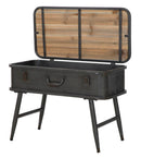 Console Industry con Contenitore 60x29x43,5 cm Legno di Abete e in Ferro Grigio