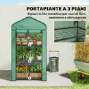 Mini Serra da Giardino 59x39x127 cm con 3 Ripiani e Porta Avvolgibile Copertura in PE Verde      