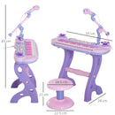 Pianola 37 Tasti con Sgabello e Microfono Karaoke Mp3 e Registratore Rosa