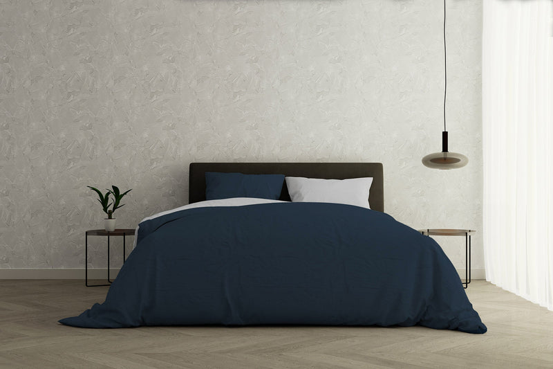 Copripiumino con Sacco e Federe Doubleface Blu Scuro\/Grigio Chiaro