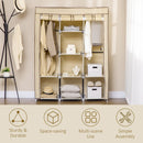 Armadio  Guardaroba da Campeggio 125x43x162,5 cm 8 Ripiani in Tessuto Beige