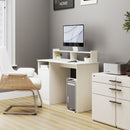 Scrivania Moderna con Supporto per Monitor Armadietto e Ripiani 108x50x94 cm Bianco Crema  