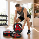 Dischi Pesi Palestra Set 4 Pezzi 25 kg con Foro 2,5 cm in PP e Cemento Nero      