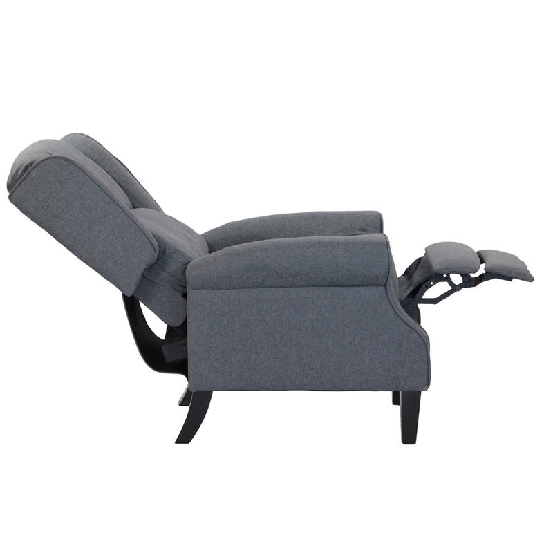 Poltrona Relax Reclinabile 76,5x73x47 cm Push Back in Tessuto Grigio
