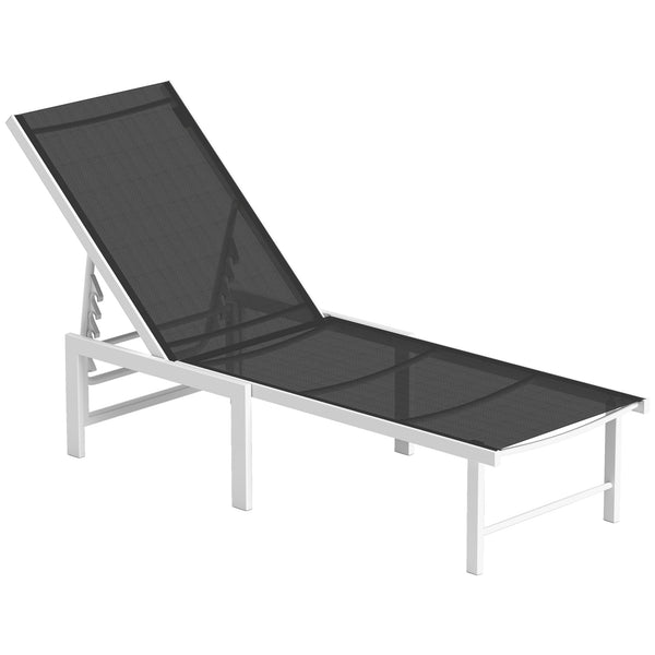 Lettino Sdraio 60x166x84 cm con Schienale Regolabile su 5 Livelli in Acciaio e Textilene Bianco e Grigio online