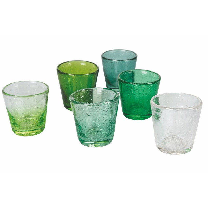 Set 6 Tazzine per Liquori Liquorini Cancun Greenery in Vetro VdE Tivoli 1996 Verde