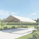 Carport Garage Portatile 500x600x310 cm 2 Posti Auto in Acciaio Galvanizzato Crema      