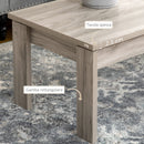 Tavolino da Caffè  100x55x45 cm con Piano Rettangolare e 4 Gambe in Truciolato Grigio