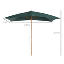 Ombrellone da Giardino 2x3 m Palo Ø38 mm in Legno Verde 