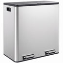 Pattumiera a Pedale 2x30 L 59,1x36,5x62,7 cm con Secchi Estraibili e Chiusura Ammortizzata in Acciaio Inox e PP Argento      