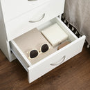 Comodino Camera da Letto 40x35x58 cm con 3 Cassetti Maniglie in Alluminio e Design Anti-Ribaltamento in Truciolato Bianco      
