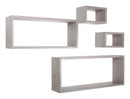 Set 3 Mensole Cubo da Parete Quadrato e Rettangolare in Fibra di Legno Merlino Rovere Grigio New