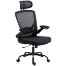 Sedia da Ufficio Ergonomica 64x65x114-129 cm in Rete con Supporto Lombare Poggiatesta e Altezza Regolabile Dondolo Nera      