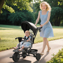 Triciclo per Bambini 6 in 1 111,5x52x98 cm Pieghevole con Sedile Girevole Nero   