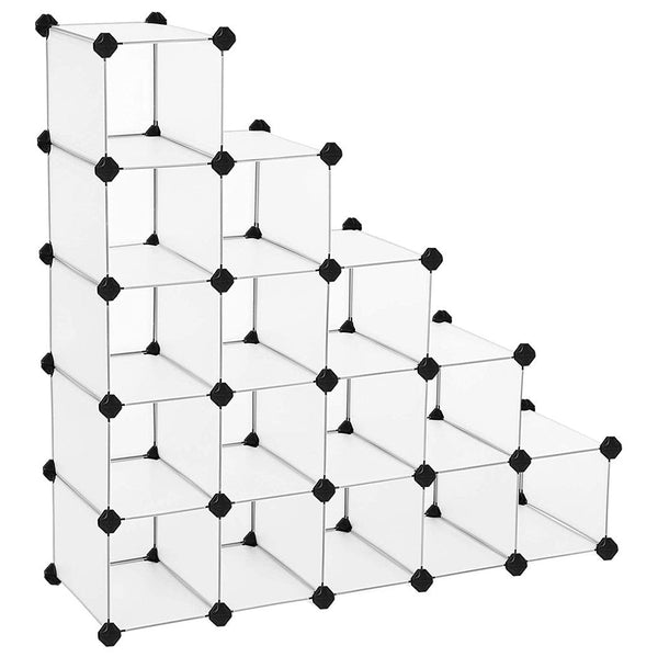 Modulares Bücherregal mit PVC-Würfeln 53 modulare Stücke Weiß prezzo