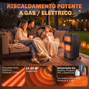 Stufa a Gas ed Elettrica Pieghevole 4,2 kW 42x45x75 cm con Sensore ODS e Protezione Antiribaltamento in Metallo Nero      