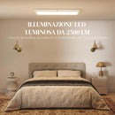 Set 2 Plafoniere LED Sottili e Minimal 60x30x3,7 cm con Colore Regolabile in Acciaio e Plastica Bianco      