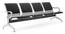 Panca per Sala Attesa 4 Posti da Ufficio con Cuscino in Acciaio e Similpelle Argento/Nero