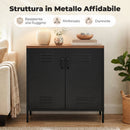 Credenza Stile Industriale 80x40x80 cm a 2 Ante con Ripiano Regolabile in Metallo Nero      