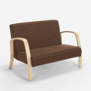 Divano 2 Posti 112x70x80 cm in Legno e Tessuto Marrone