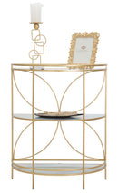 Mobiletto Glam Shelf 70x35x85 cm in Ferro MDF e Vetro Oro e Multicolor
