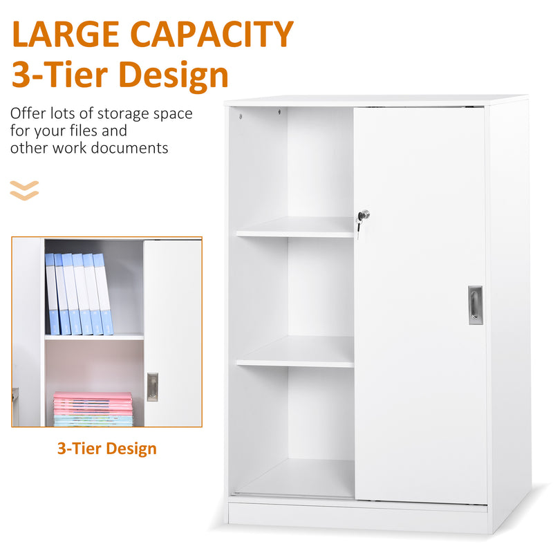 Armadietto da Ufficio 3 Ripiani con Chiavi 80x40x120 cm in Truciolato Bianco 