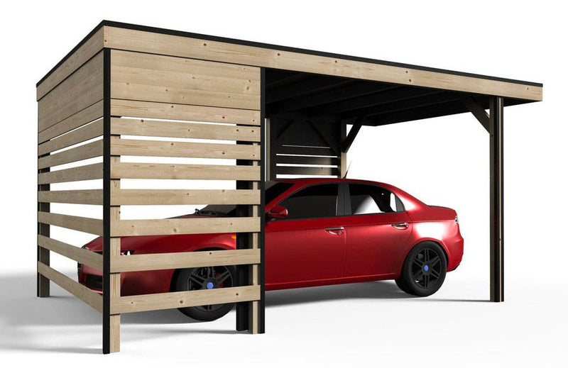 Box Auto Garage da Esterno 3,02x4,38m Senza Pavimento in Legno Abete Carport 