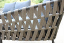 Set Salotto da Giardino Divano 2 Poltrone e Tavolino con Cuscini in Alluminio Marrone