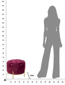Puff Diamond Glam Bordeaux Ø45x40 cm in Ferro e MDF e Spugna e Poliestere Bordeaux e Oro