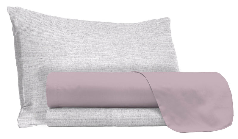 Set Lenzuola Sopra Sotto e Federe in Cotone Rosa Antico Varie Misure