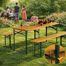 Set Birreria con 2 Panche e Tavolo Pieghevole 170x46x75 cm Panca Seduta Salvaspazio in Legno di Abete e Ferro       