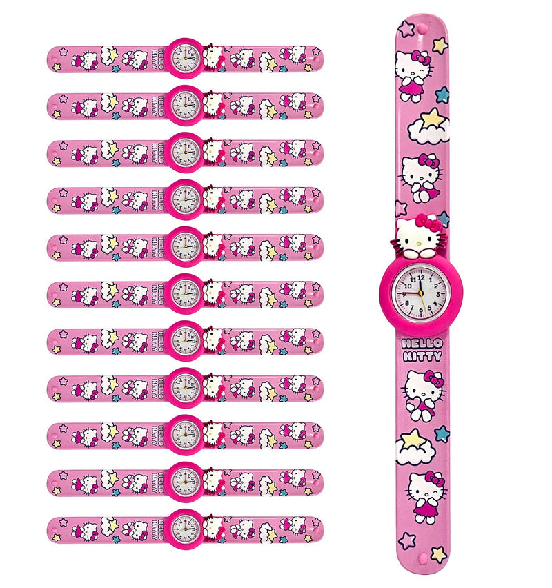 Set 12 Orologi da Polso Bracciale per Bambini Hello Kitty Colorazione Rosa
