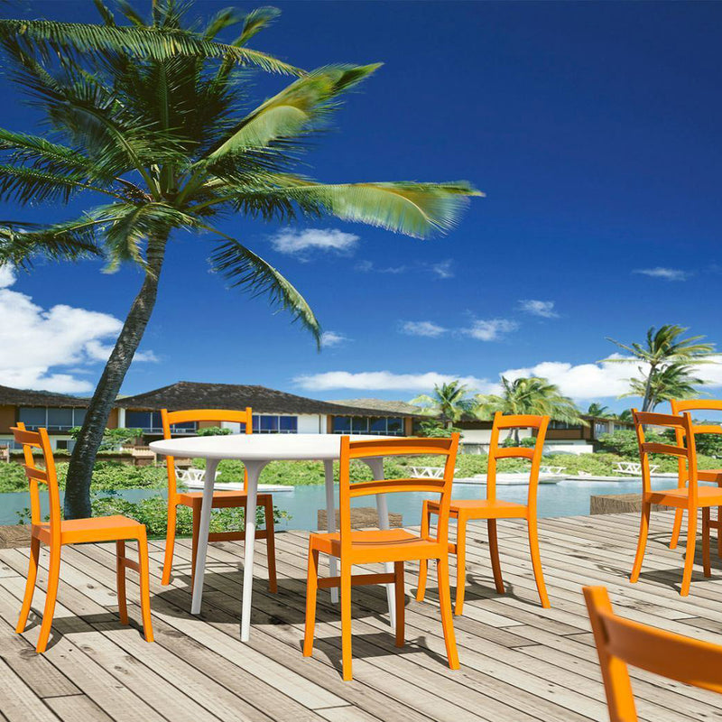 Set 4 Sedie da Giardino in Polipropilene Vandi Turchese